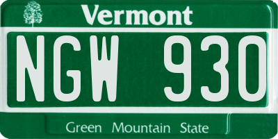 VT license plate NGW930