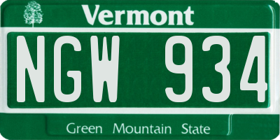 VT license plate NGW934