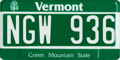 VT license plate NGW936
