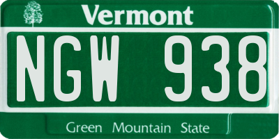 VT license plate NGW938