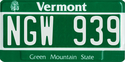 VT license plate NGW939