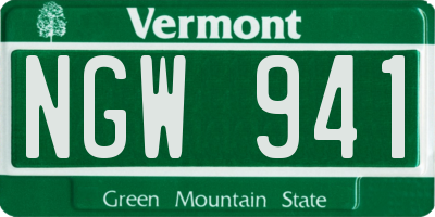 VT license plate NGW941