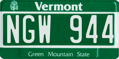 VT license plate NGW944