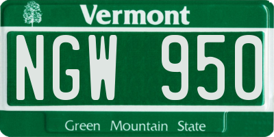 VT license plate NGW950