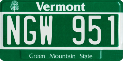 VT license plate NGW951