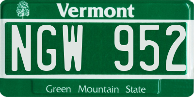 VT license plate NGW952