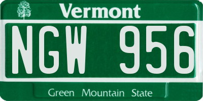 VT license plate NGW956
