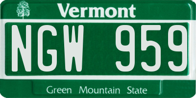VT license plate NGW959