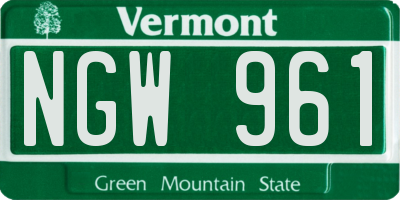 VT license plate NGW961