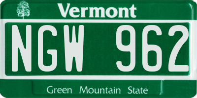 VT license plate NGW962