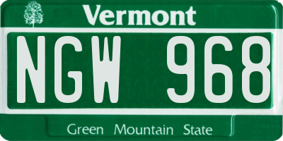 VT license plate NGW968