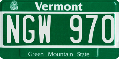 VT license plate NGW970