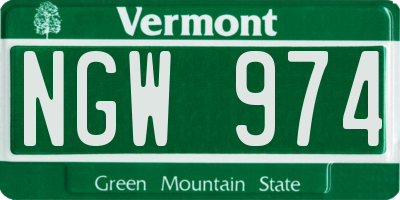 VT license plate NGW974