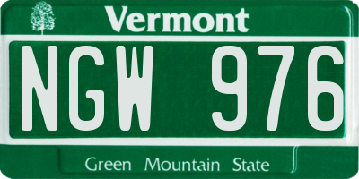 VT license plate NGW976