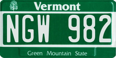 VT license plate NGW982