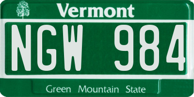 VT license plate NGW984