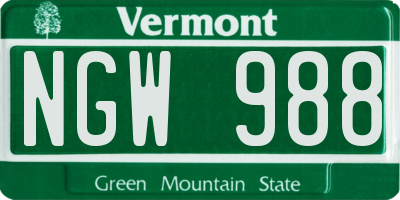VT license plate NGW988
