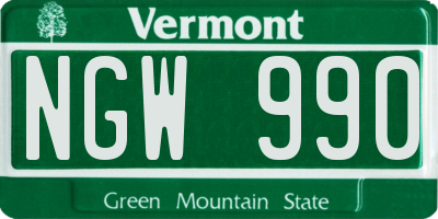 VT license plate NGW990