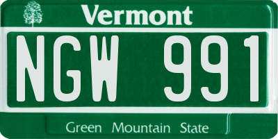 VT license plate NGW991