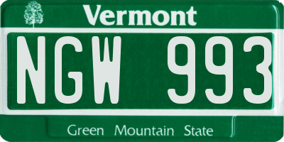 VT license plate NGW993