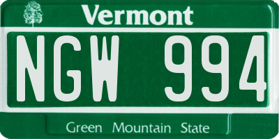 VT license plate NGW994