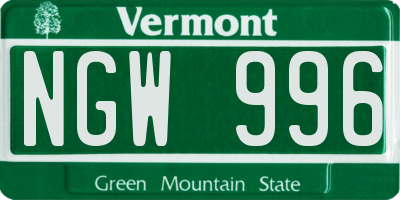 VT license plate NGW996