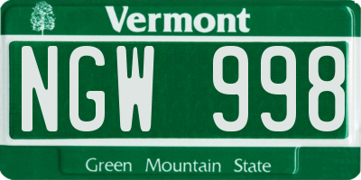 VT license plate NGW998