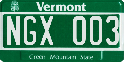 VT license plate NGX003