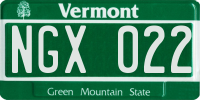 VT license plate NGX022