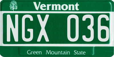 VT license plate NGX036
