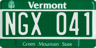 VT license plate NGX041