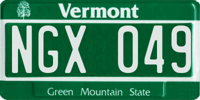 VT license plate NGX049