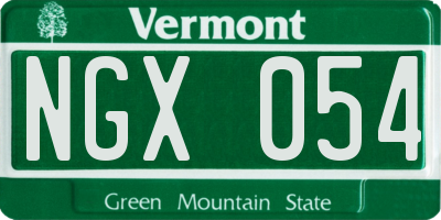 VT license plate NGX054