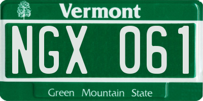 VT license plate NGX061