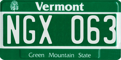 VT license plate NGX063