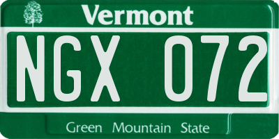 VT license plate NGX072