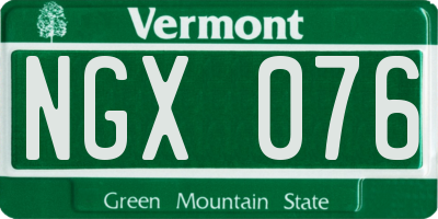 VT license plate NGX076