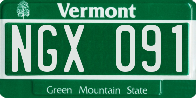 VT license plate NGX091