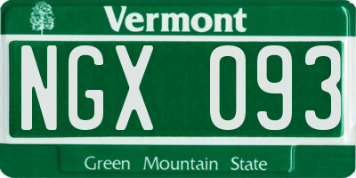 VT license plate NGX093