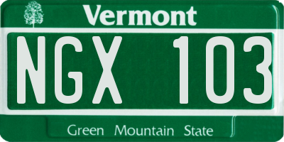VT license plate NGX103