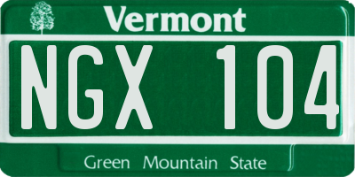 VT license plate NGX104