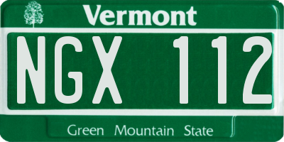 VT license plate NGX112