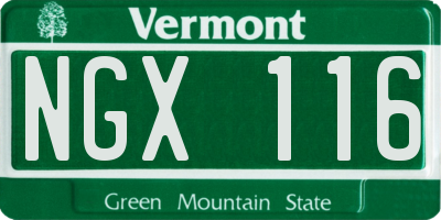VT license plate NGX116
