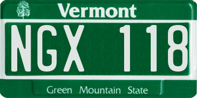 VT license plate NGX118