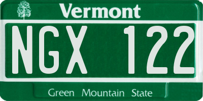 VT license plate NGX122