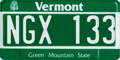 VT license plate NGX133