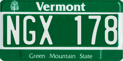 VT license plate NGX178