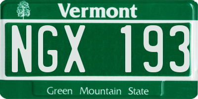 VT license plate NGX193