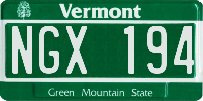 VT license plate NGX194