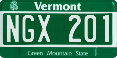 VT license plate NGX201